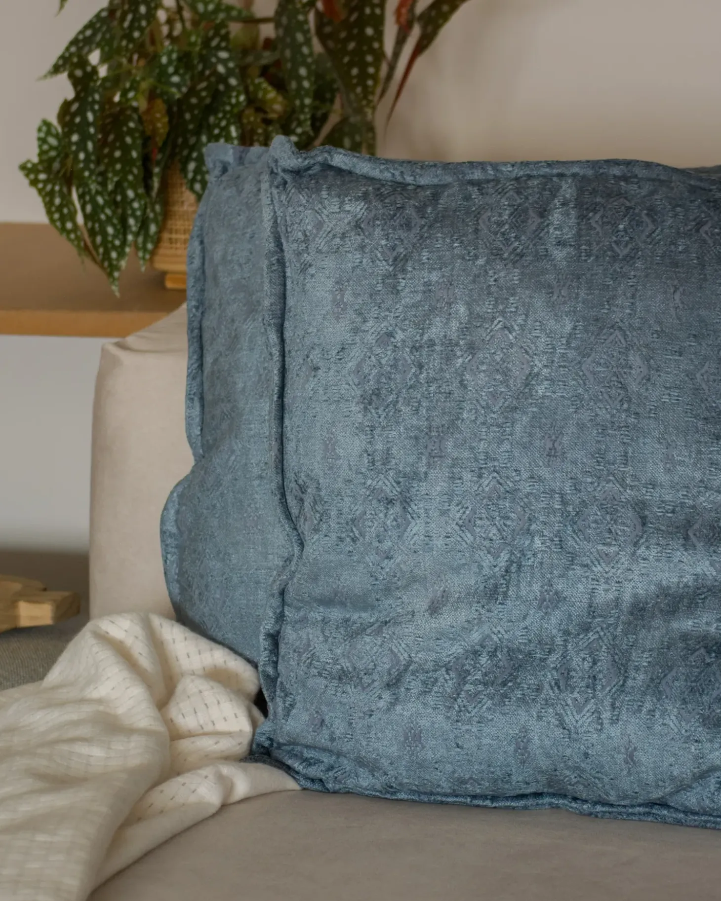 Sæt af 2 pyntepuder VERPIS Bomuld 50 x 50 cm Blå Ensfarvet