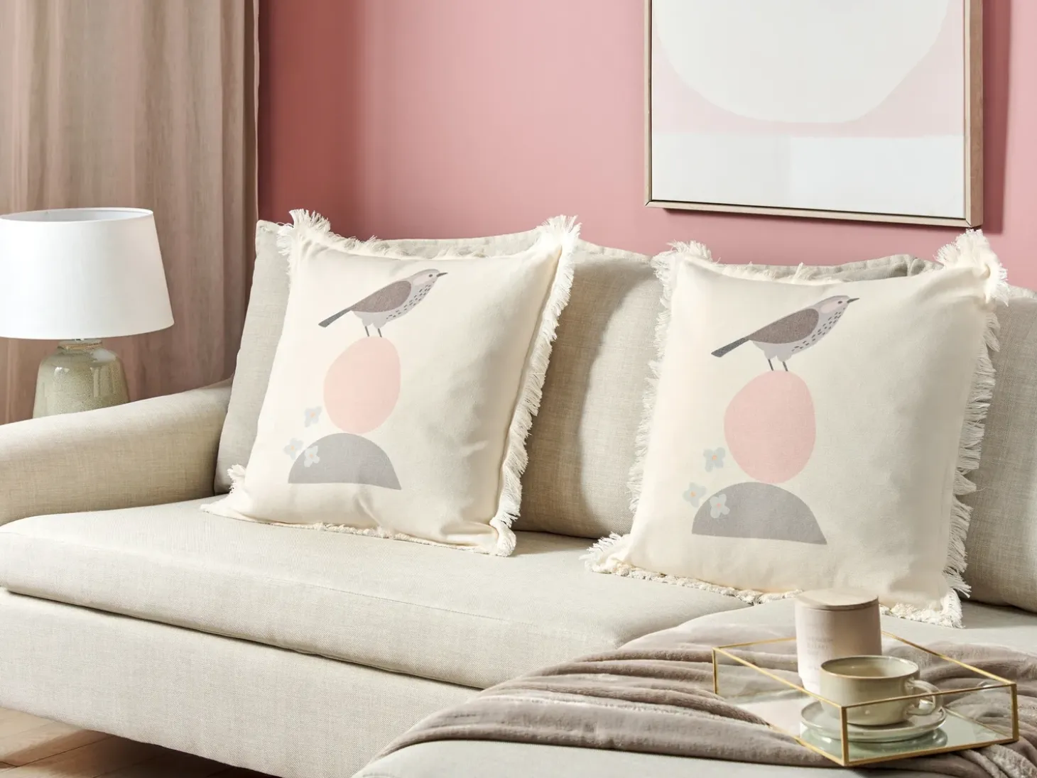 Sæt af 2 pyntepuder WATTLE 60 x 60 cm Lys Beige Dyremønster