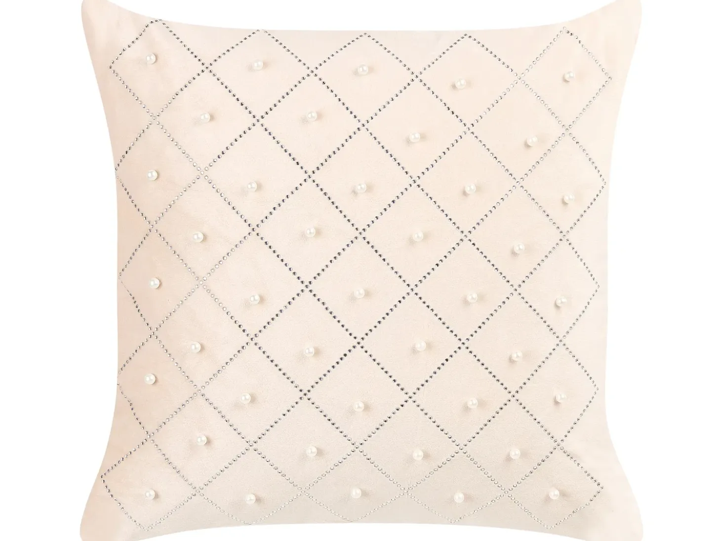 Sæt af 2 pyntepuder YARROW Velour 45 x 45 cm Beige Geometrisk mønster