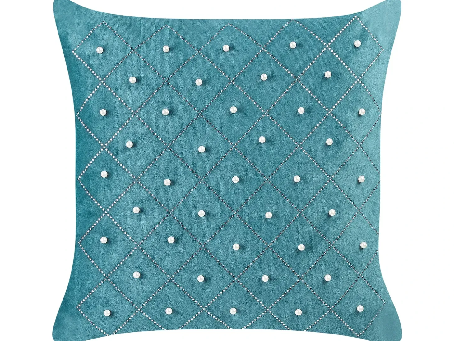 Sæt af 2 pyntepuder YARROW Velour 45 x 45 cm Blågrøn Geometrisk mønster