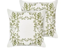 Sæt af 2 pyntepuder ZALEYA Bomuld 45 x 45 cm Hvid Blomstermønster