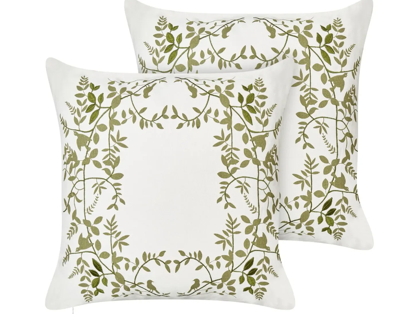 Sæt af 2 pyntepuder ZALEYA Bomuld 45 x 45 cm Hvid Blomstermønster