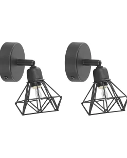 Sæt af 2 spotlight-lamper ERMA Sort Metal Justerbar