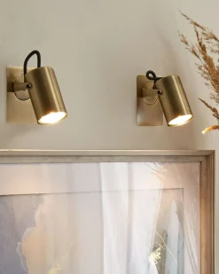 Sæt af 2 spotlight-lamper KLIP Messing Metal Justerbar