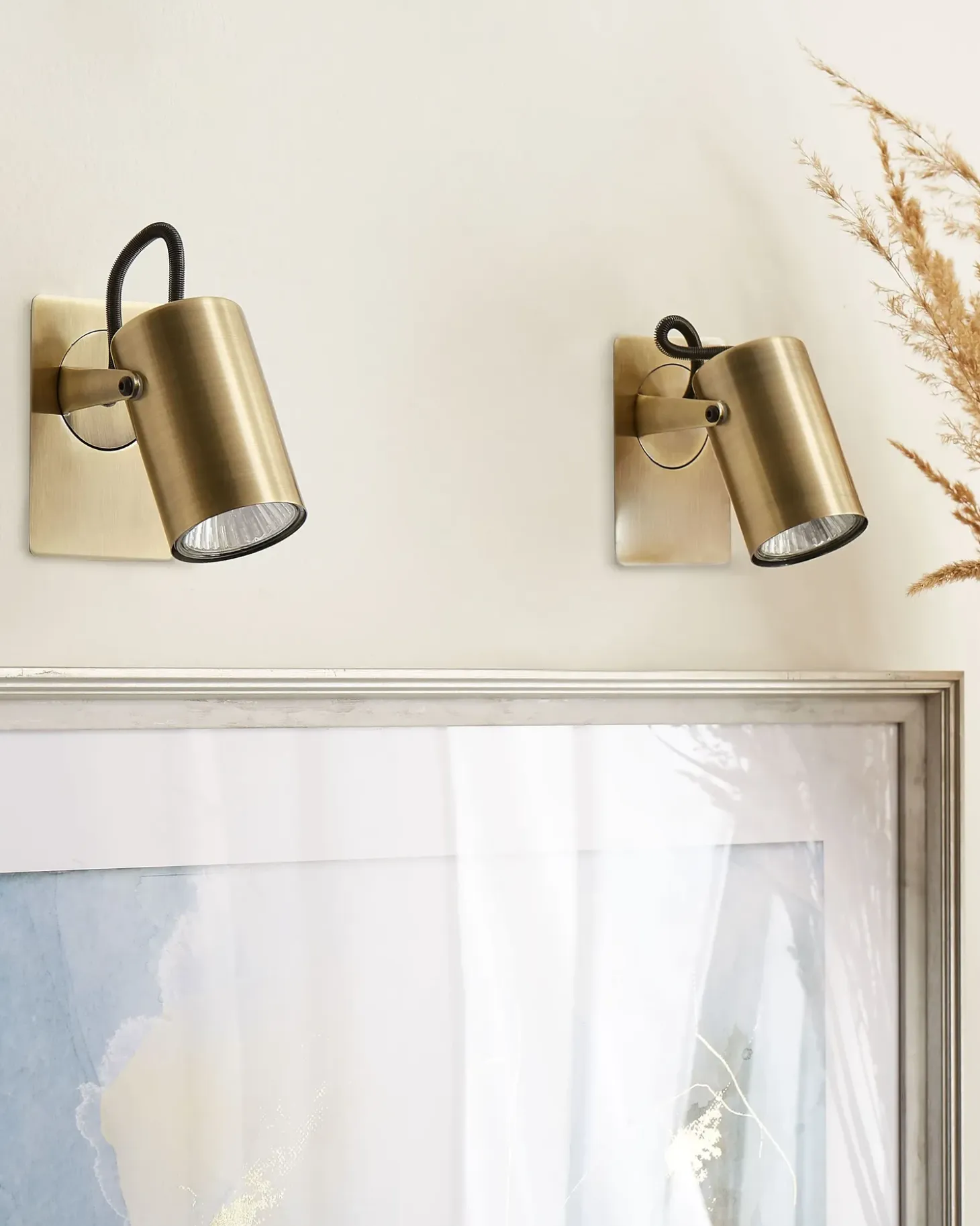 Sæt af 2 spotlight-lamper KLIP Messing Metal Justerbar
