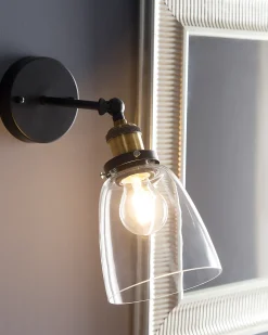 Sæt af 2 væglamper LOVAT Transparent Sort Metal Justerbar