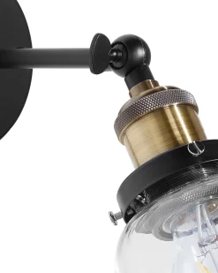 Sæt af 2 væglamper LOVAT Transparent Sort Metal Justerbar
