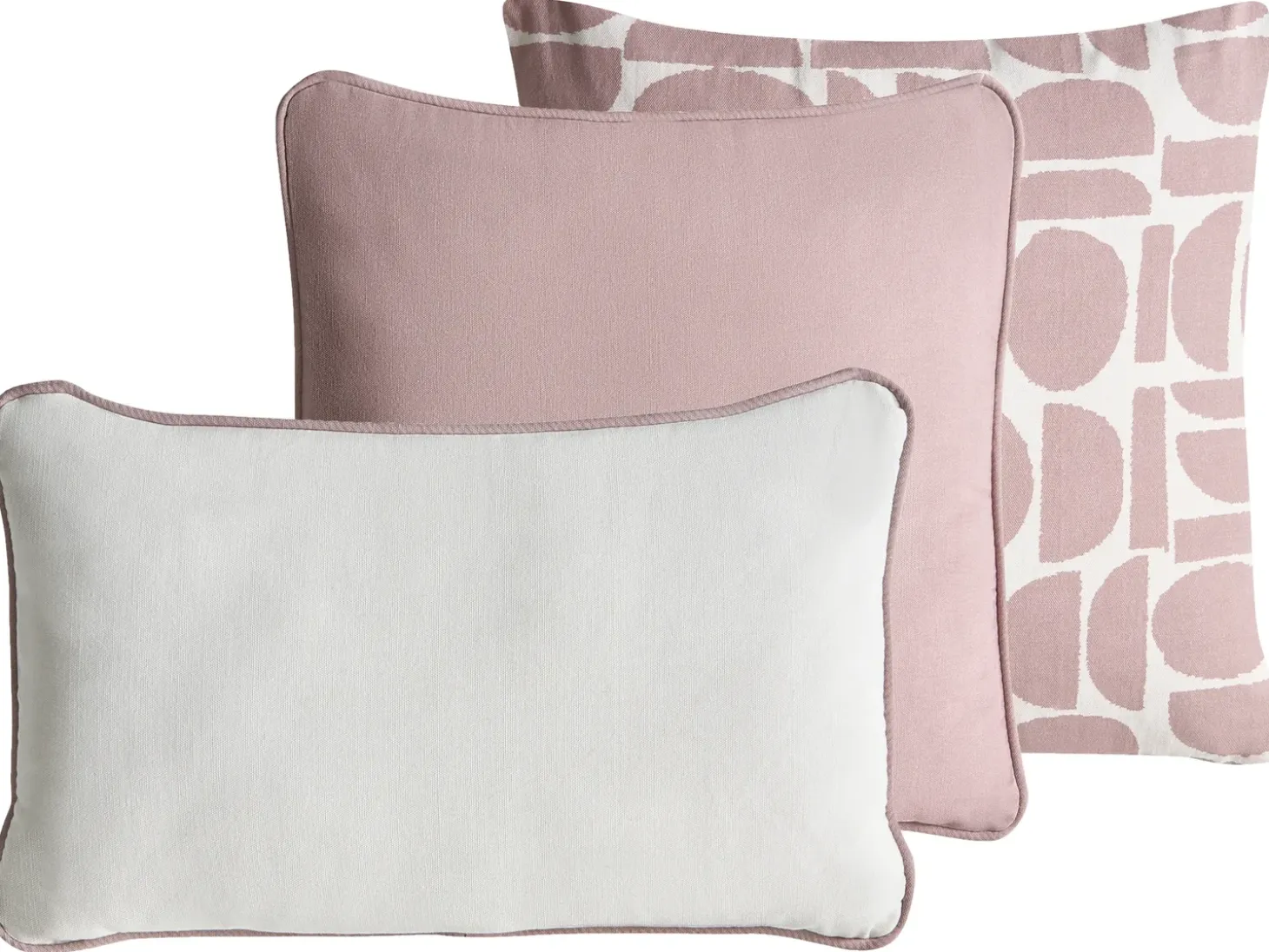 Sæt med 3 dekorative puder PENTACE Bomuld 30 x 50 cm 45 x 45 cm Lyserød Ensfarvet