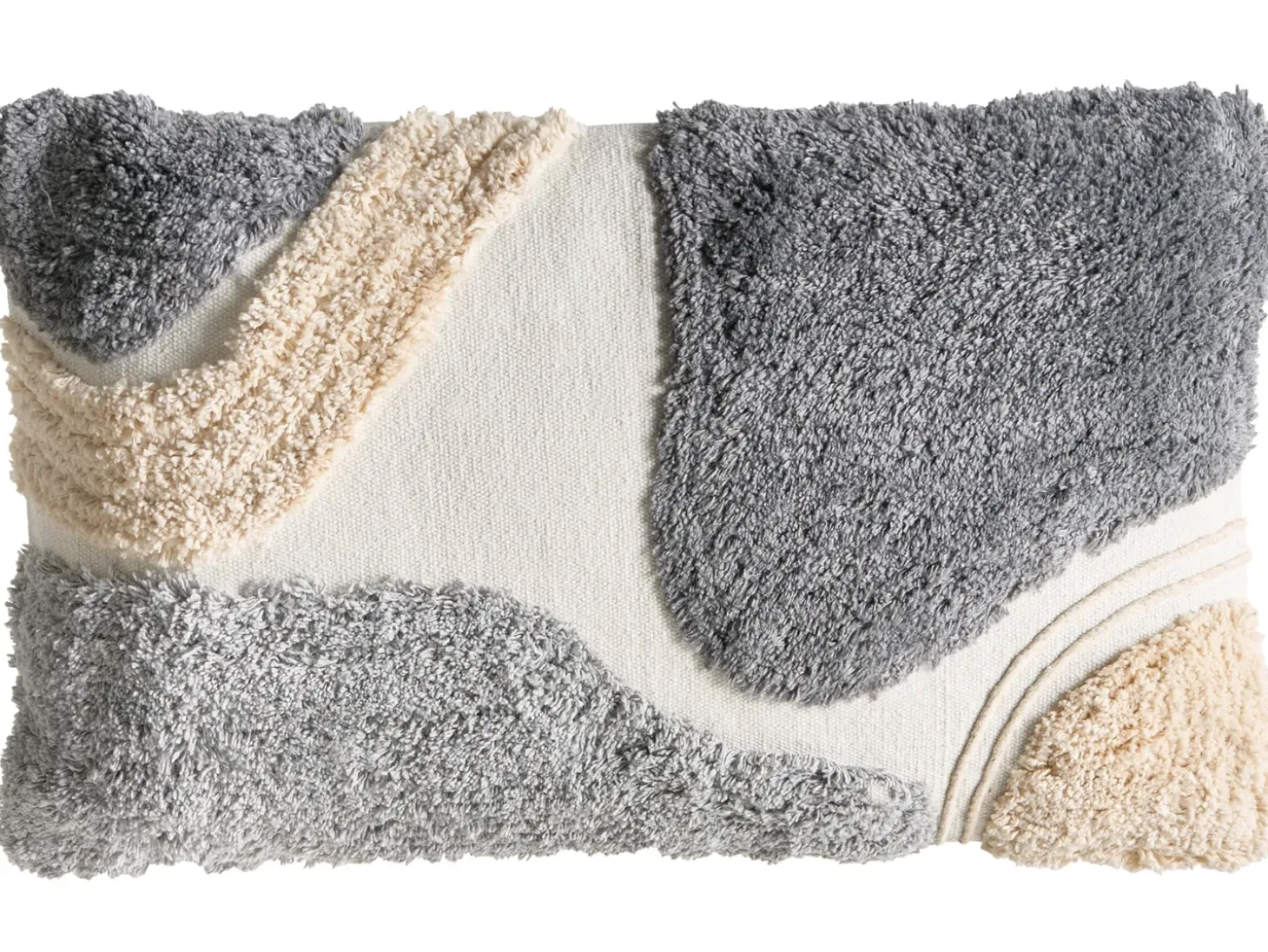 Sæt med 3 dekorative puder ALSTONIA Bomuld 30 x 50 cm 45 x 45 cm Grå Abstraktmønster