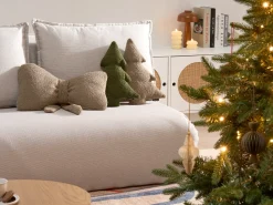 Sæt med 3 dekorative puder WINTERLAND Boucle 30 x 35 cm 45 x 25 cm Brungrå Julemønster