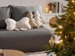 Sæt med 3 dekorative puder WINTERLAND Boucle 30 x 35 cm 45 x 25 cm Lys Beige Julemønster