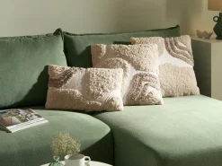 Sæt med 3 dekorative puder ALSTONIA Bomuld 30 x 50 cm 45 x 45 cm Beige Abstraktmønster