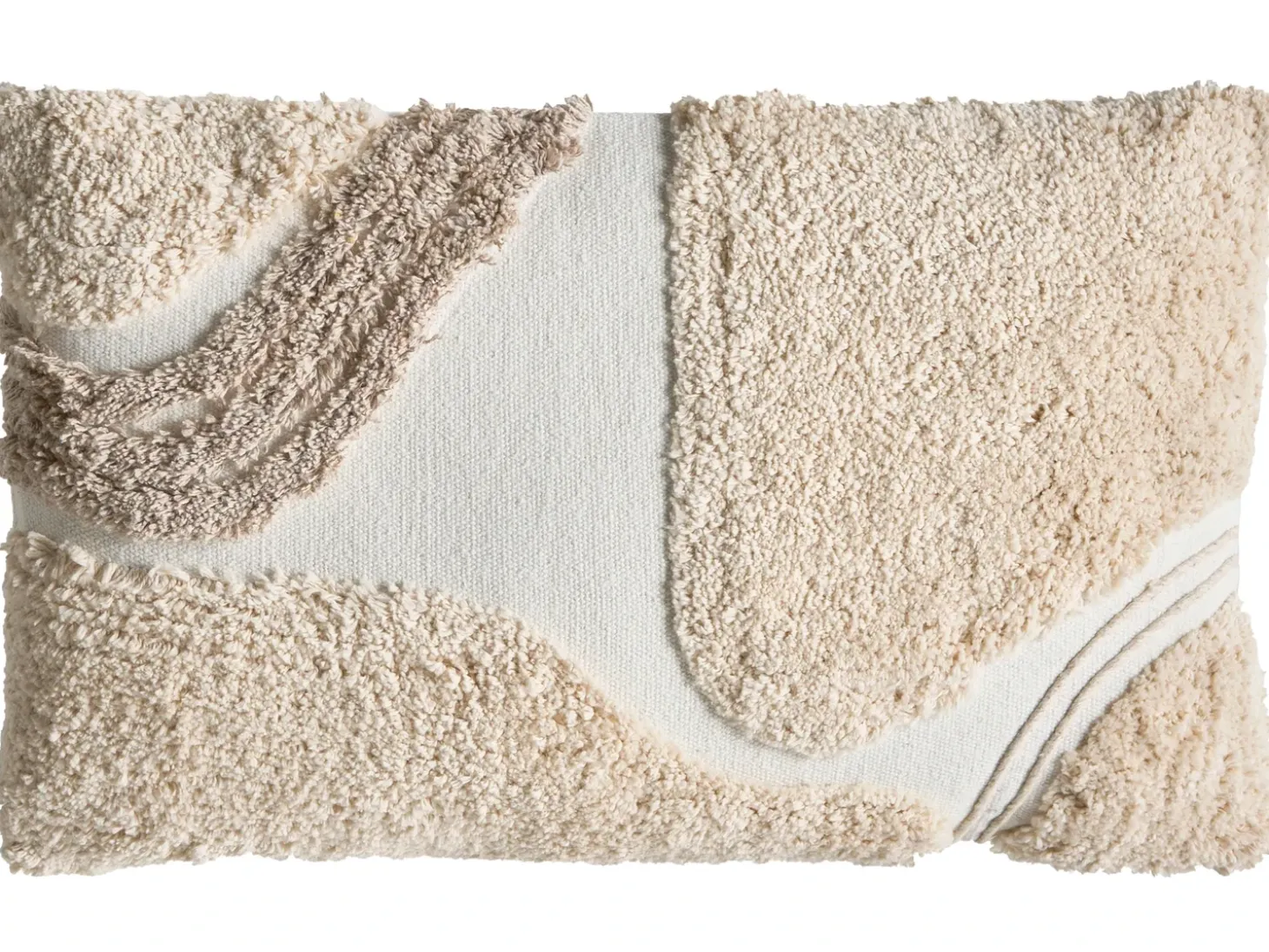 Sæt med 3 dekorative puder ALSTONIA Bomuld 30 x 50 cm 45 x 45 cm Beige Abstraktmønster