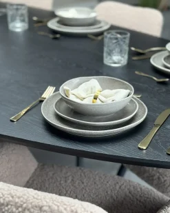 Sæt med 4 dybe tallerkener COSTMARY Stentøj Grå