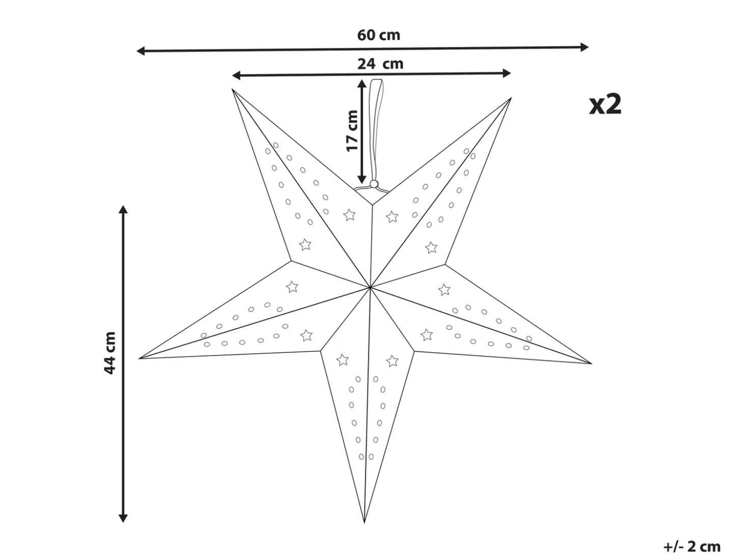 Sæt med 2 hængende dekorationer LED MOTTI Stjerne 60 cm Rød