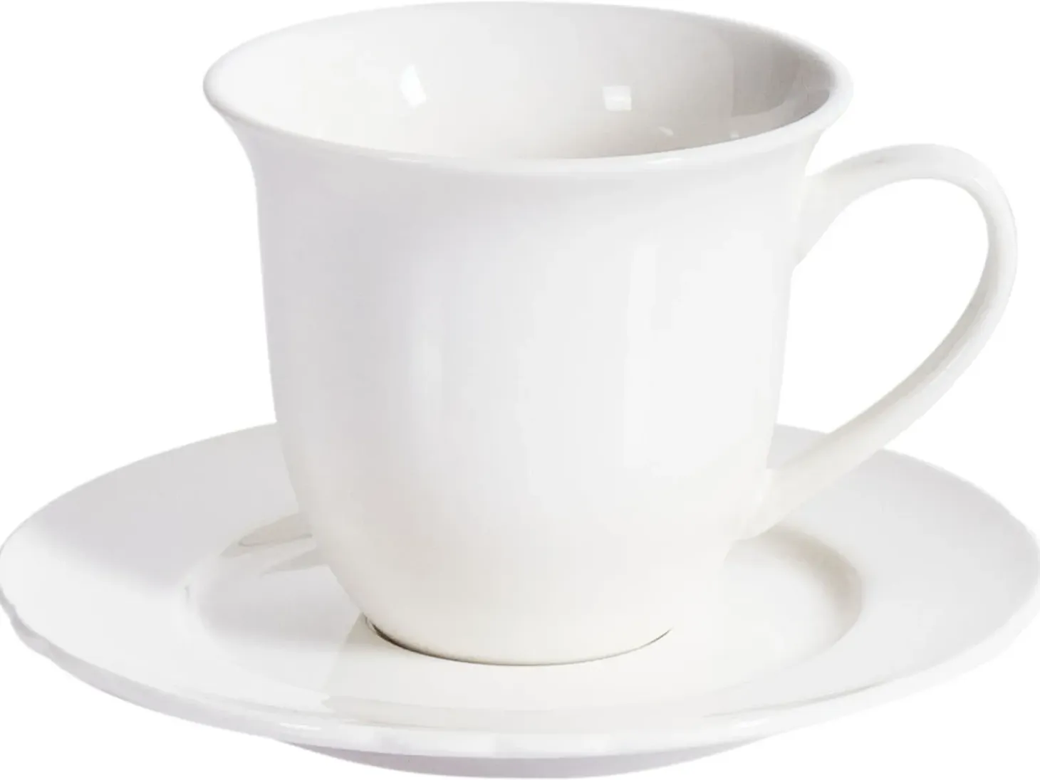 Sæt med 4 kopper med underkopper ELDERBERRY Porcelæn Hvid