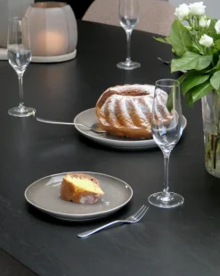 Sæt med 4 middagstallerkener COSTMARY Stentøj Grå