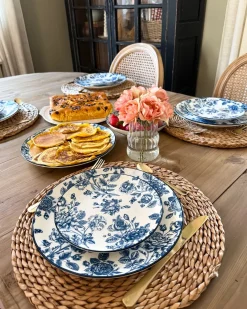 Sæt med 24 stykker service BASIL Porcelæn Blå
