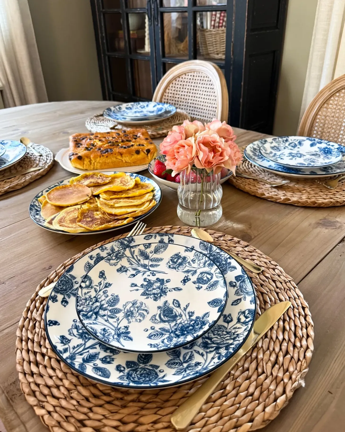 Sæt med 24 stykker service BASIL Porcelæn Blå