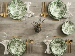 Sæt med 24 stykker service BASIL Porcelæn Grøn