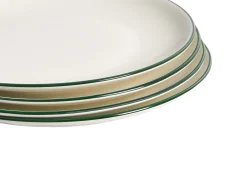 Sæt med 12 stykker service CUMIN Porcelæn Off-white/ Grøn