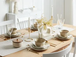Sæt med 12 stykker service CHIVES Stentøj Lys Beige