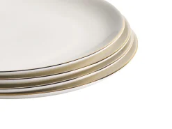 Sæt med 12 stykker service CUMIN Porcelæn Off-White/ Guld