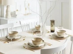 Sæt med 24 stykker service CHERVIL Stentøj Lys Beige