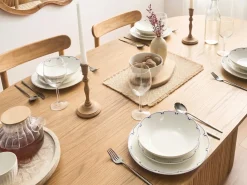 Sæt med 12 stykker service CHAROLI Porcelæn Hvid/blå