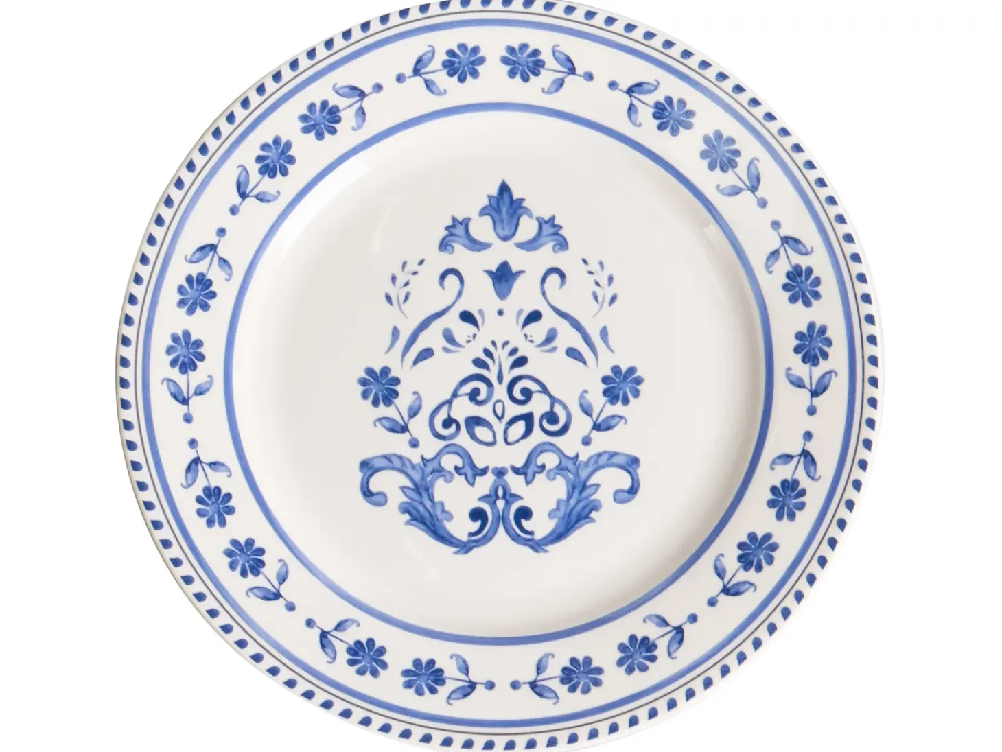 Sæt med 24 stykker service GALANGAL Porcelæn Hvid/blå