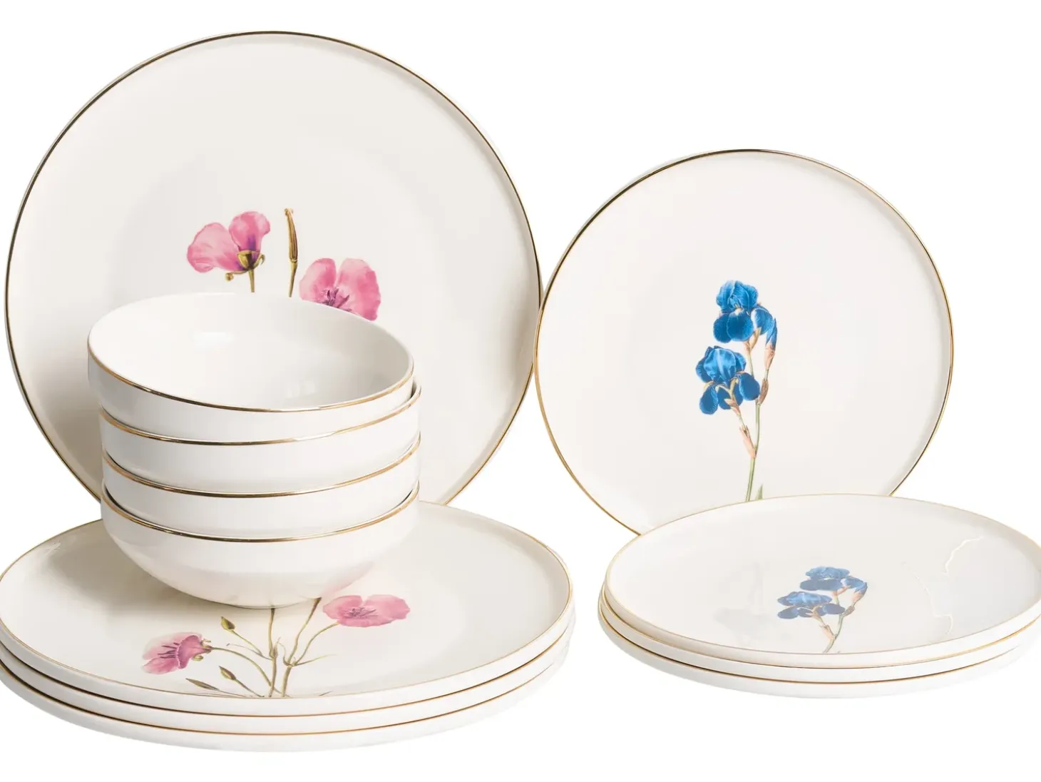 Sæt med 12 stykker service HYSSOP Porcelæn Hvid