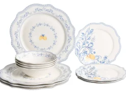 Sæt med 12 stykker service LOVAGE Porcelæn Hvid