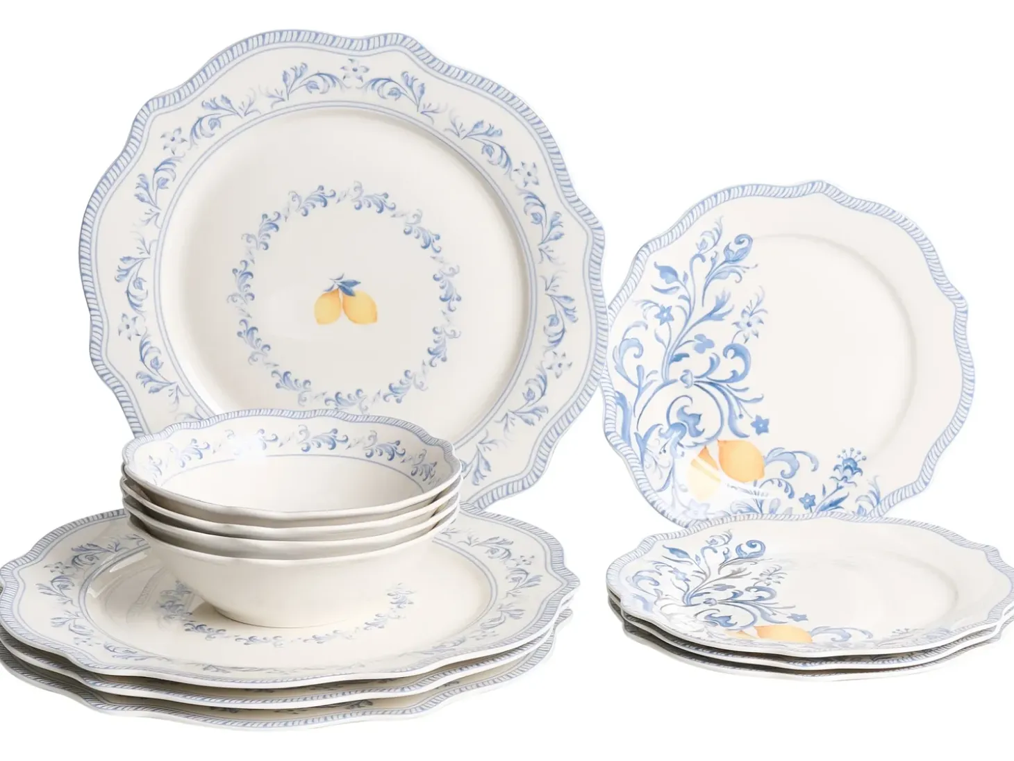 Sæt med 12 stykker service LOVAGE Porcelæn Hvid