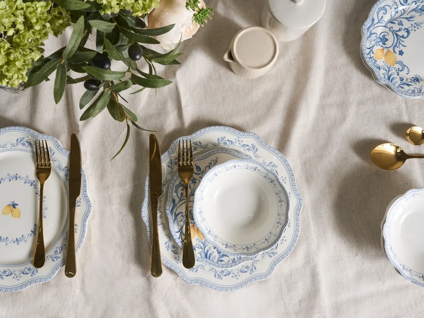 Sæt med 24 stykker service LOVAGE Porcelæn Hvid