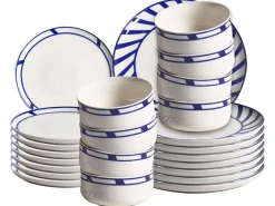 Sæt med 24 stykker service SHISO Porcelæn Hvid/blå