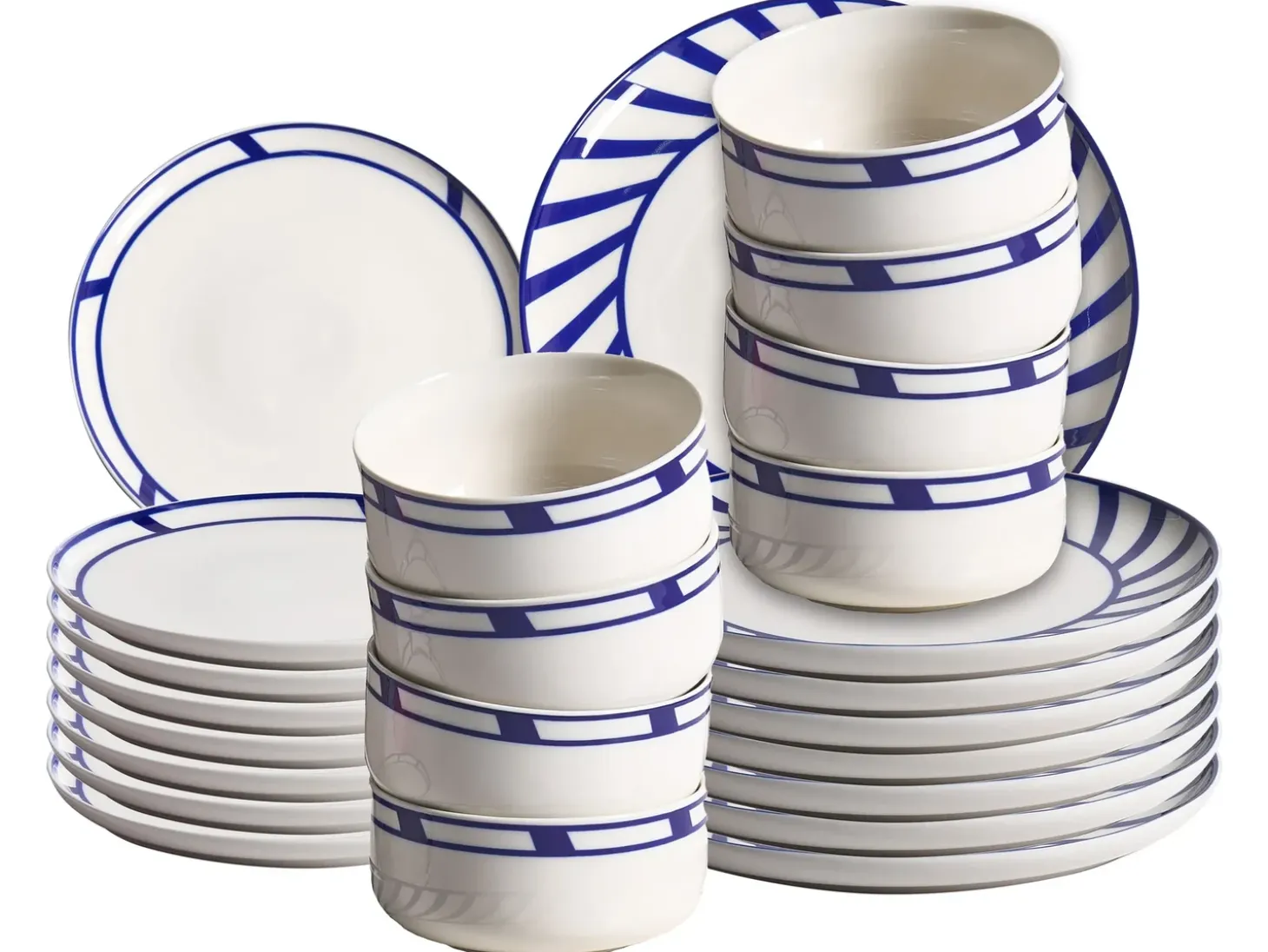 Sæt med 24 stykker service SHISO Porcelæn Hvid/blå