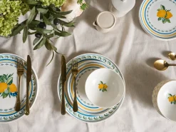 Sæt med 24 stykker service TARRAGON Porcelæn Hvid/ Grøn
