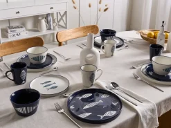 Sæt med 16 stykker spisestel TAMARIND Porcelæn Hvid/blå