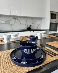 Sæt med 16 stykker spisestel TAMARIND Porcelæn Hvid/blå
