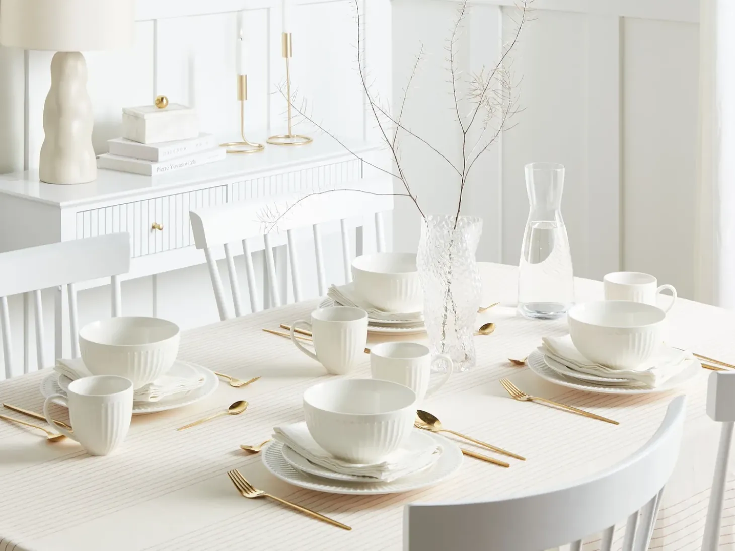 Sæt med 16 stykker spisestel COWSLIP Porcelæn Hvid