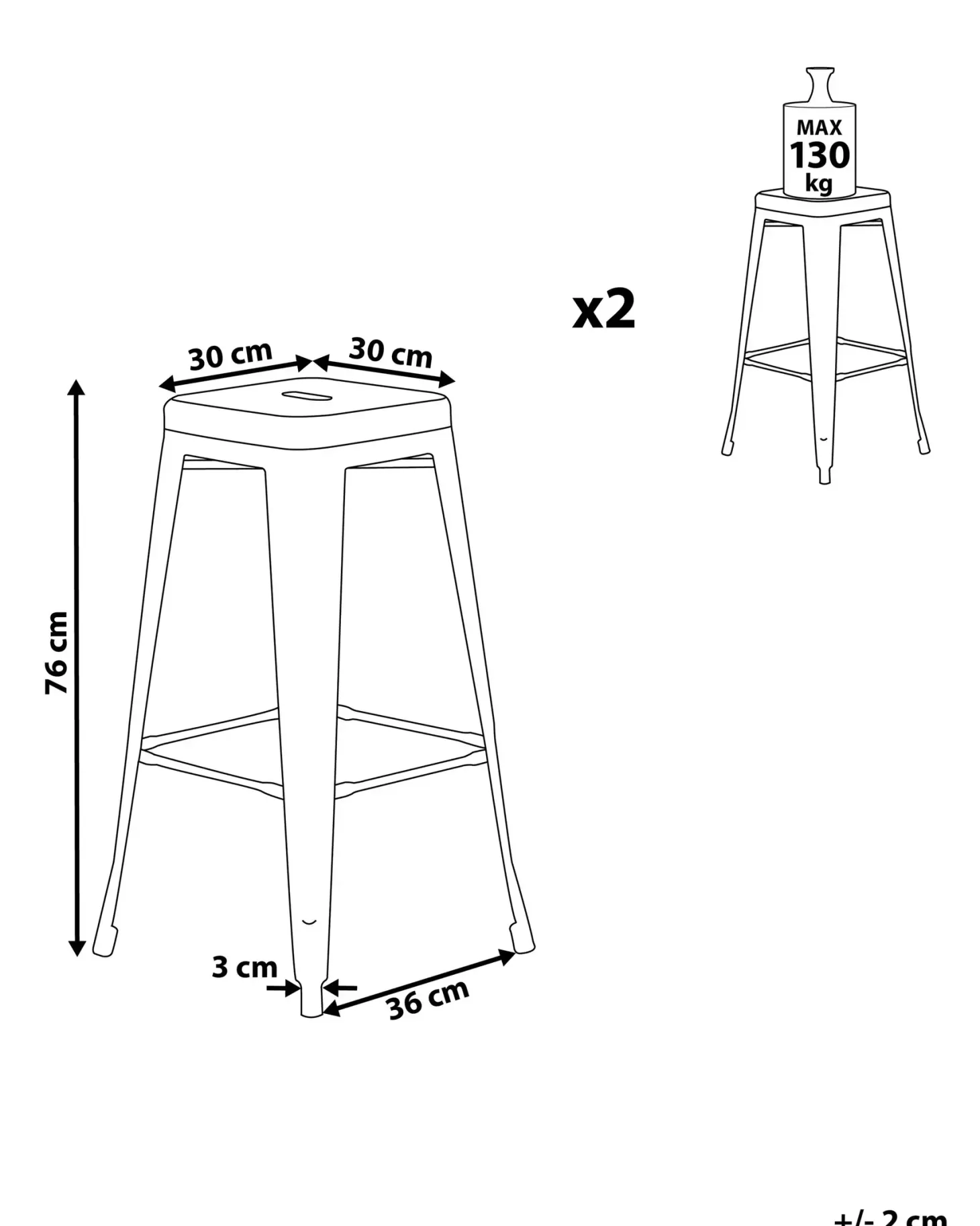 Sæt af 2 barstole CABRILLO Metal Hvid