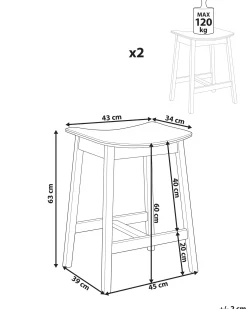 Sæt af 2 barstole DIXON Træ Mørkebrun/beige