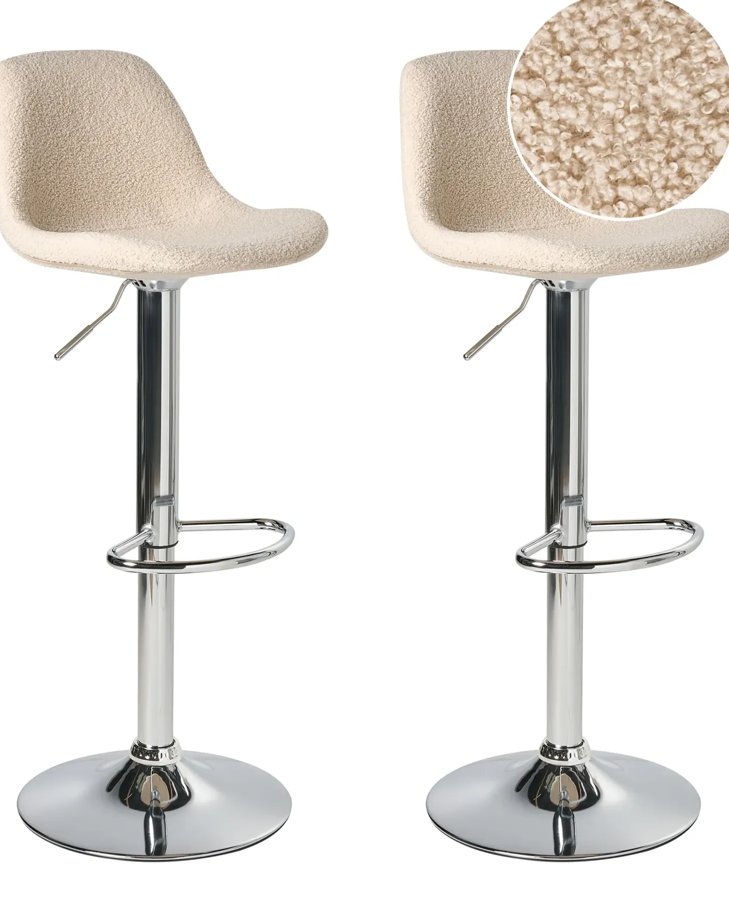 Sæt af 2 barstole KAHLA Boucle Lys Beige