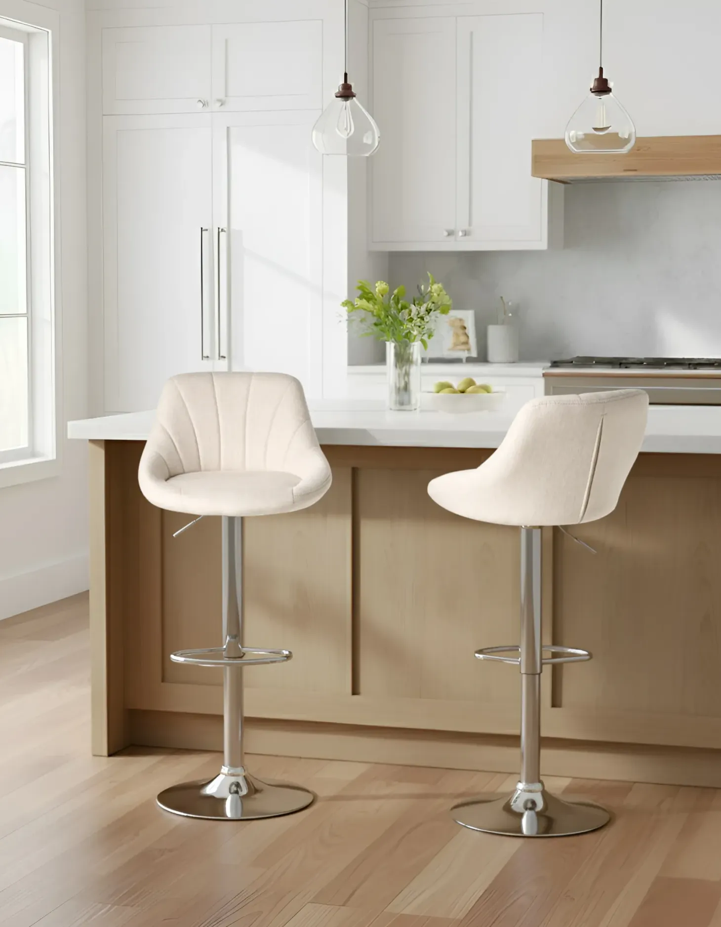 Sæt af 2 barstole LUCCA Lys Beige