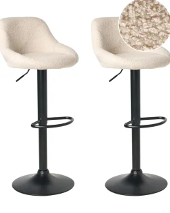 Sæt af 2 barstole MEDULIN Boucle Lys Beige