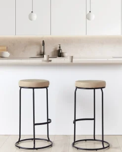 Sæt af 2 barstole MILROY Kunstlæder Beige