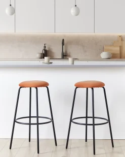 Sæt af 2 barstole MORTON Velour Orange