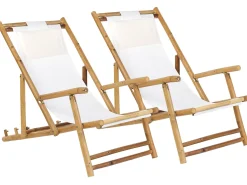 Sæt af 2 dækstole ATRANI Bambus Lys Beige
