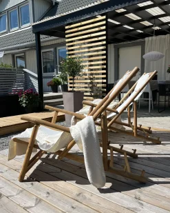 Sæt af 2 dækstole ATRANI Bambus Lys Beige