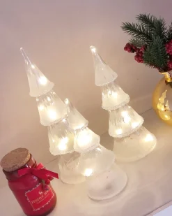 Sæt af 3 figurer LED KIERINKI Juletræ 22/27/33 cm Hvid